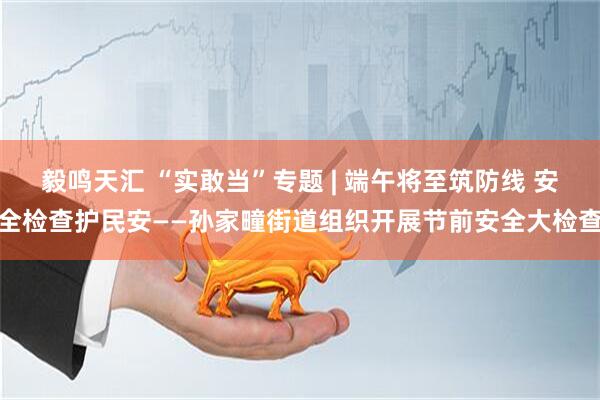 毅鸣天汇 “实敢当”专题 | 端午将至筑防线 安全检查护民安——孙家疃街道组织开展节前安全大检查