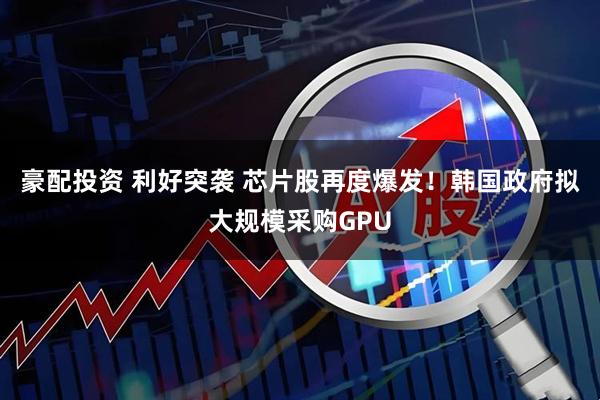 豪配投资 利好突袭 芯片股再度爆发!韩国政府拟大规模采购GPU